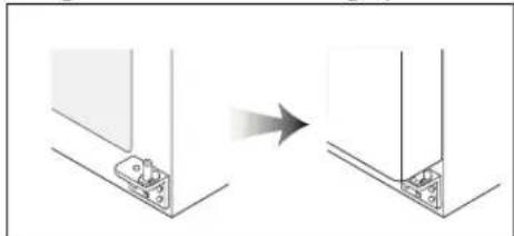 Diagram showing a mechanical assembly before and after transformation, with no visible text or symbols
