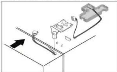 Diagram showing a mechanical assembly with a bracket and clamping mechanism (no text or symbols)