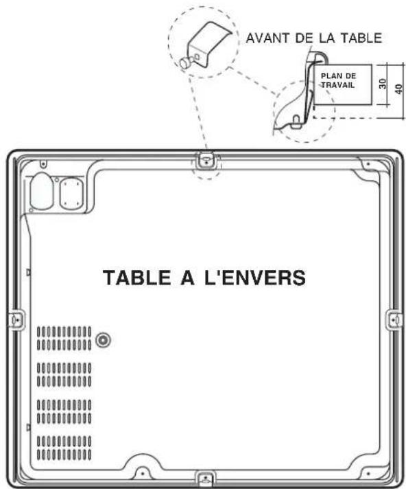 AVANT DE LA TABLE PLAN DE TRAVAIL 30 40 TABLE A L'ENVERS