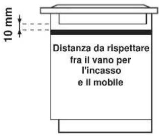 10 mm Distanza da rispettare fra il vano per l'incasso e il mobile