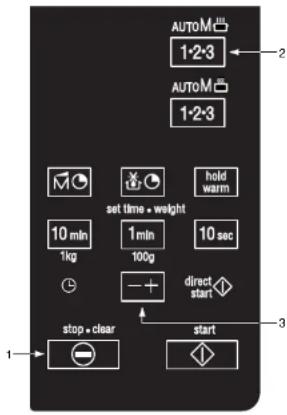 AUTOMc 1-2-3 AUTOMc 1-2-3 set time • weight hold warm 10 min 1min 10 sec 1kg 100g - + direct start stop • clear start 1