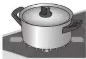 Illustration of a cooking pot on a gas stove (no text or symbols)
