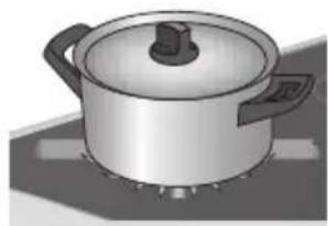Illustration of a cooking pot on a gas stove (no text or symbols)