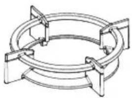 Pure mechanical diagram of a circular ring component with four arms (no text or symbols)