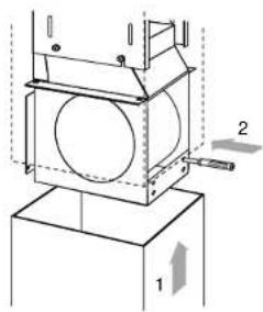 Technical diagram of a mechanical device with labeled components and directional arrows