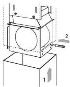 Technical diagram of a mechanical device with labeled components and directional arrows