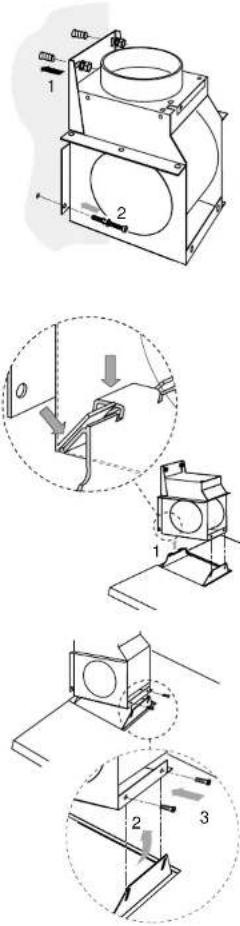 Technical diagram showing mechanical assembly steps with numbered components and directional arrows indicating motion or movement.