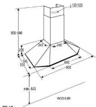 L150/125 800-340 206 385 530 240 240 600 900 min. 650 WG3/4/8K DE 10