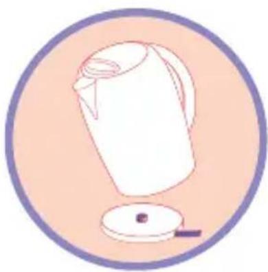Simple line drawing of a kettle inside a circular frame (no text or symbols)