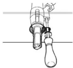 Line drawing of a faucet with handle and valve (no text or symbols)