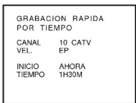 GRABACION RAPIDA POR TIEMPO CANAL 10 CATV VEL. EP INICIO AHORA TIEMPO 1H30M