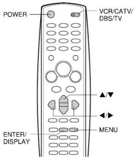 POWER VCR/CATV/ DBS/TV ENTER/ DISPLAY MENU