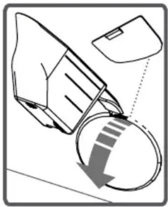 Diagram showing a mechanical component with a circular arrow indicating direction, no text or symbols present