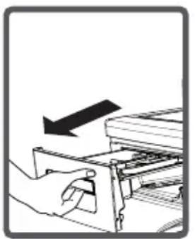 Illustration of a hand inserting a device into a rack with an arrow indicating the process (no text or symbols present)