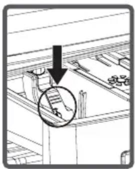 Diagram showing a mechanical assembly with a magnified inset of a component (no text or symbols)
