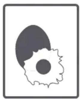 Simple line drawing of an egg with a gear inside, no text or symbols present