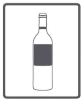 Simple line drawing of a wine bottle with a label (no text or symbols on the bottle itself)