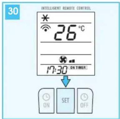 30 INTELLIGENT REMOTE CONTROL * 26 °C 17:30 [ON TIMER] ON SET OFF