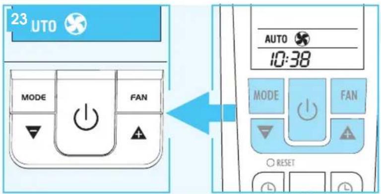 23 UTO MODE FAN AUTO 10:38 MODE FAN RESET