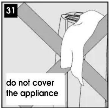 31 do not cover the appliance
