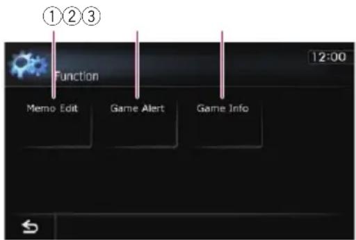 ①②③ Function Memo Edit Game Alert Game Info 12:00