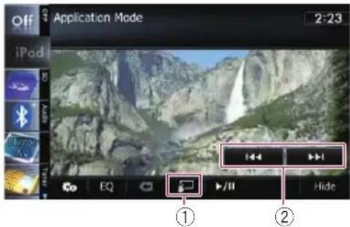 Application Mode 2:23 iPod EQ ▶/II Hide ① ②