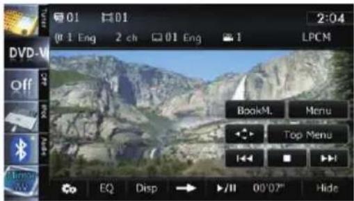 01 01 2:04 DVD-VI Off Back BookM. Menu Top Menu EQ Disp → >/II 00'07" Hide