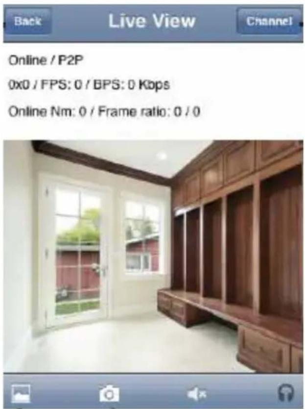 Back Live View Channel Online / P2P 0x0 / FPS: 0 / BPS: 0 Kbps Online Nm: 0 / Frame ratio: 0 / 0