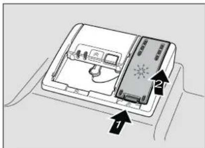 Diagram of a device with labeled parts and directional arrows indicating components