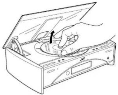 Line drawing of a hand using a handheld device to press or install a device (no text or symbols visible)