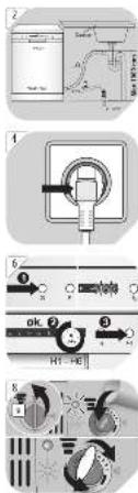 Technical diagram showing mechanical assembly steps with labeled components and directional arrows