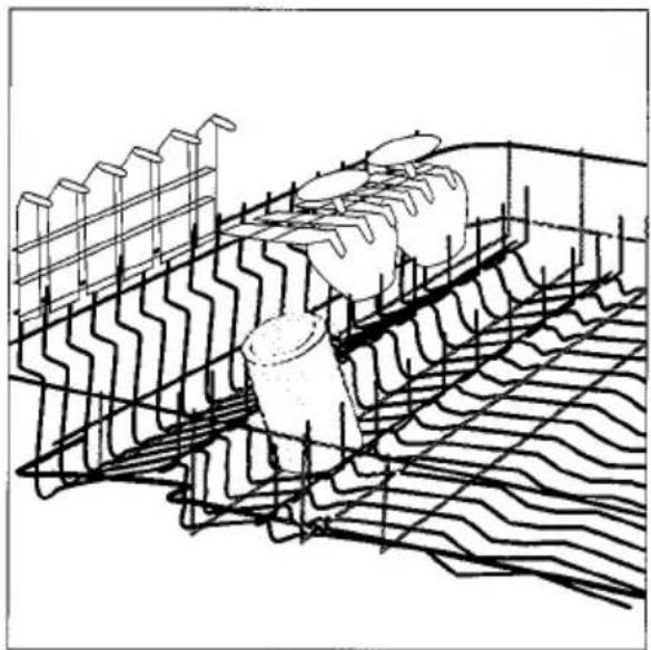 Technical line drawing of a structural framework with grid patterns and layered components (no text or symbols)