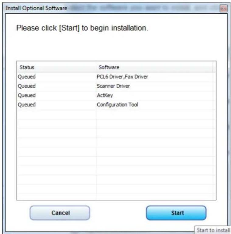 OKI MB492dn - คลิกทำเครื่องหมายตีกถูก หน้าข้อ PCL6 Driver, Fax Driver, Scanner Driver, ActKey, Configuration Tool และคลิก Install - 1