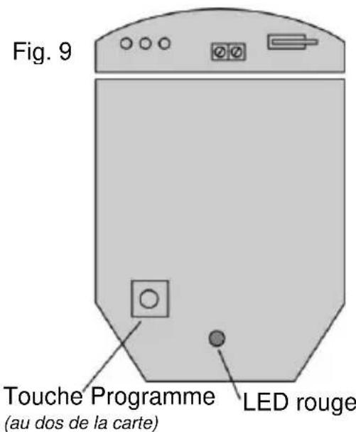 Fig. 9 Touche Programme (au dos de la carte) LED rouge