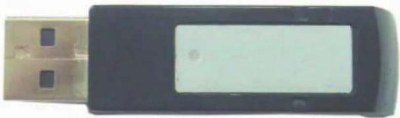 Close-up of a black USB flash drive with a blank display (no visible text or symbols)