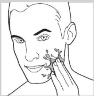 Line drawing of a person applying facial massage or pressure to the ear (no text or symbols)