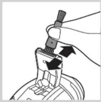 Illustration of a hand holding a tool with directional arrows indicating movement or force (no text or symbols present)
