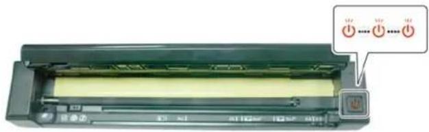 Diagram of a printer with three indicator lights labeled 'Power Supply', showing internal structure and control buttons.