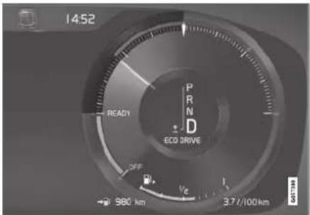 1452 P R N D ECO DRIVE READY OFF Ve 980 km 3.7 / 100 km