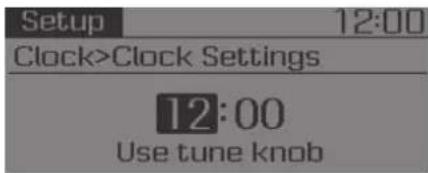 Setup 12:00 Clock>Clock Settings 12:00 Use tune knob