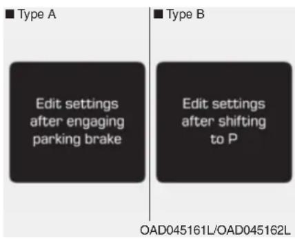 HYUNDAI Elantra (2017) - Modifier paramètres après passage sur frein de parking/ Modifier paramètres après passage sur P - 1