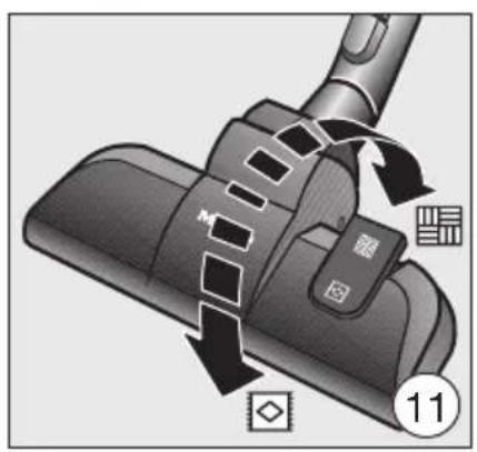 Diagram showing a vacuum cleaner's internal structure with directional arrows and labeled parts, including a numbered marker '11'.