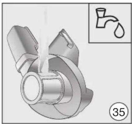 Mechanical component diagram showing a valve assembly with a water drop symbol, no text or labels present.