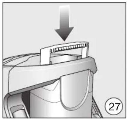 Mechanical component diagram showing a downward arrow and numbered label (27), no readable text or symbols present.