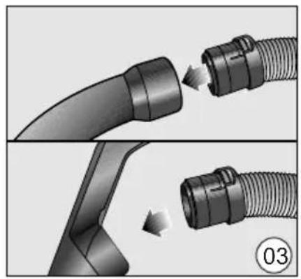 Two-step diagram showing a pipe being inserted into a connector, with arrows indicating the process (no text or symbols present).