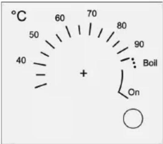 °C 50 60 70 80 90 40 + Boil On