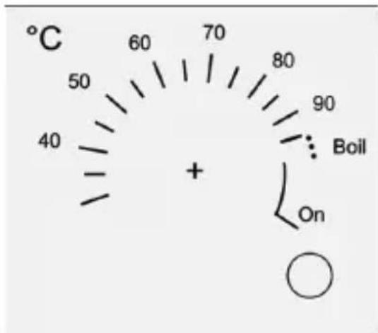 °C 50 40 60 70 80 90 + Boil On ○
