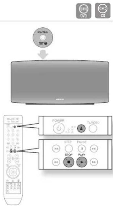 DVD CD REACTON POWER TVVIDEO STEP PAUSE STOP PLAY