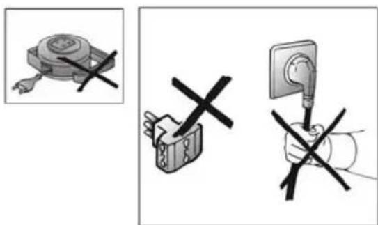 Diagram showing three electrical circuit symbols with cross symbols indicating disassembled components, including a battery and plug.