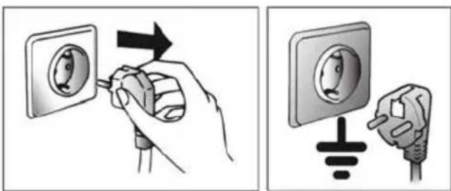 Diagram showing two steps of installing an electrical socket, with one being open and the other plug into a plug.